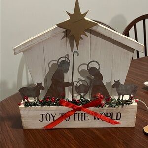 Rustic Nativity Scene with Gold Star